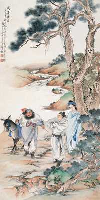徐操 风尘侠侣图 轴